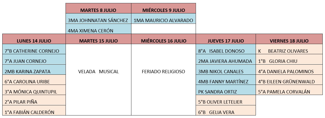 Calendario de reuniones de apoderados
