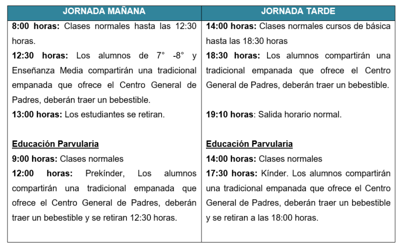 Programación 15 de septiembre