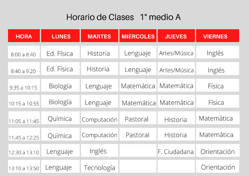 Horario de clases