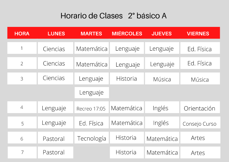 Horario de clases