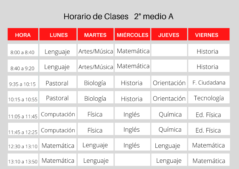 Horario de clases