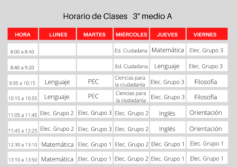 Horario de clases