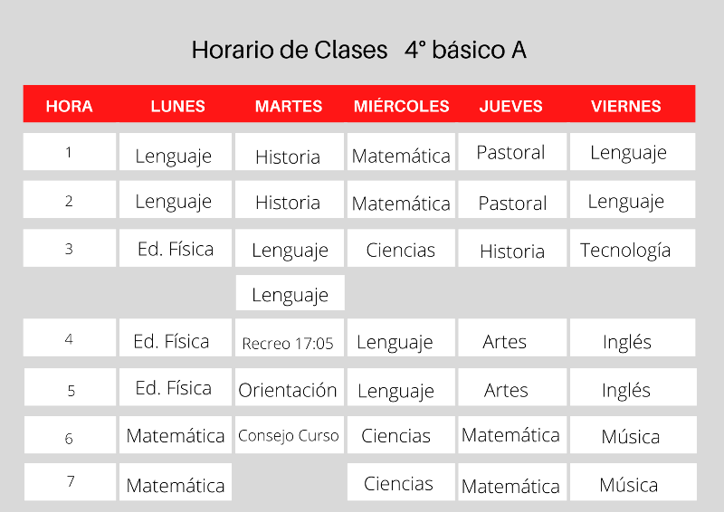 Horario de clases
