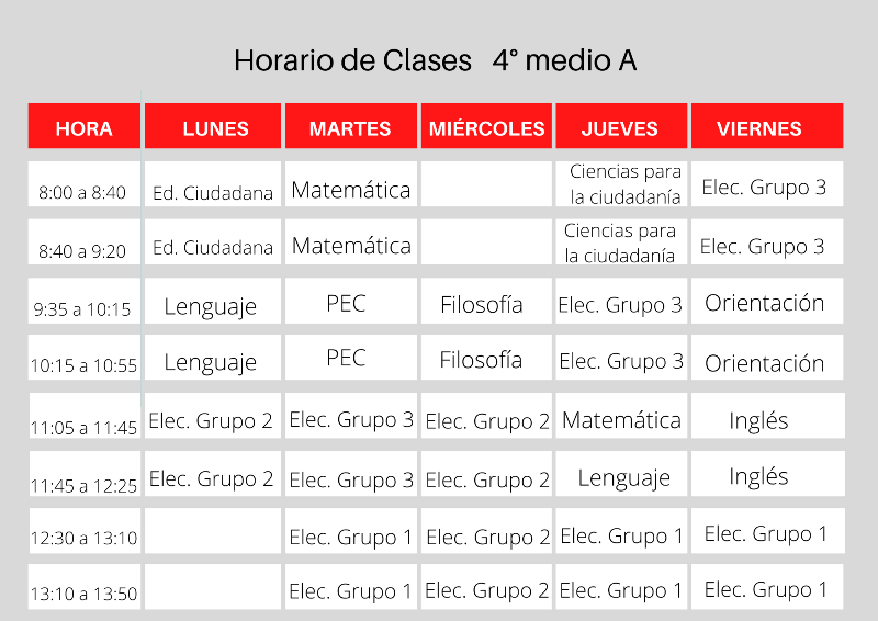 Horario de clases