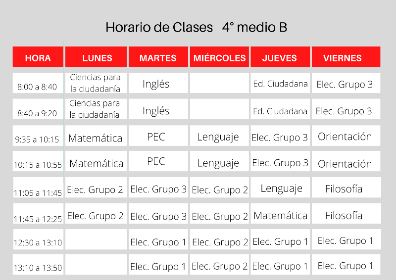 Horario de clases