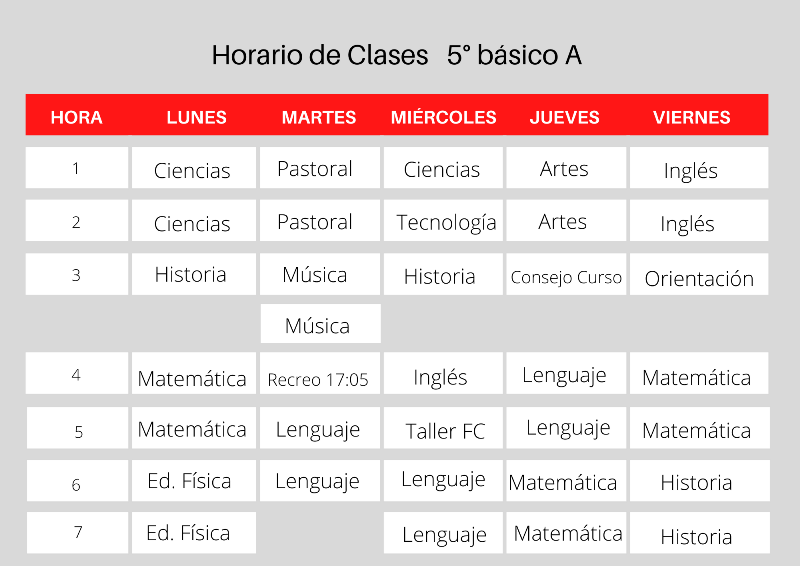 Horario de clases