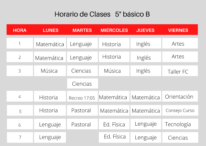 Horario de clases