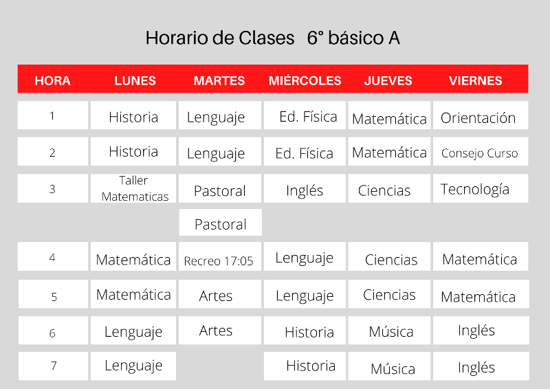 Horario de clases