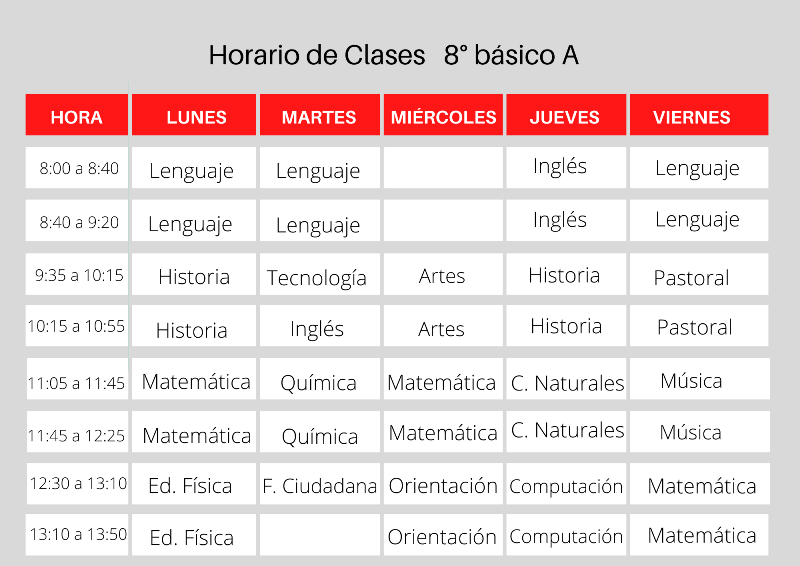 Horario de clases
